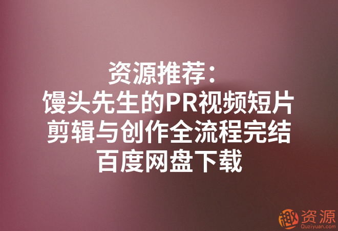 馒头先生的PR视频短片剪辑与创作全流程_教程分享
