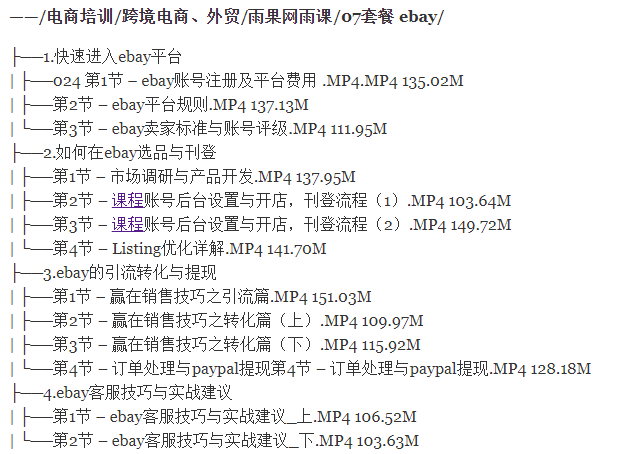 雨果网雨课跨境电商eaby培训视频课程（基础+中级+高阶）百度云分享_趣资料视频教程