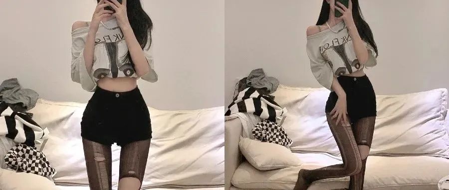 妹子丝袜都破了，好心疼啊！