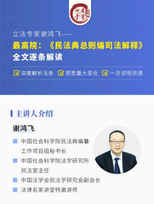 《立法专家谢鸿飞：《民法典总则编司法解释》全文逐条解读》
