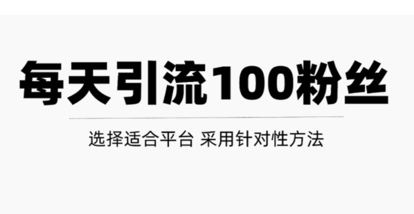 【网赚上新】015.让你每天获得100精准方法，只是做好这几步！