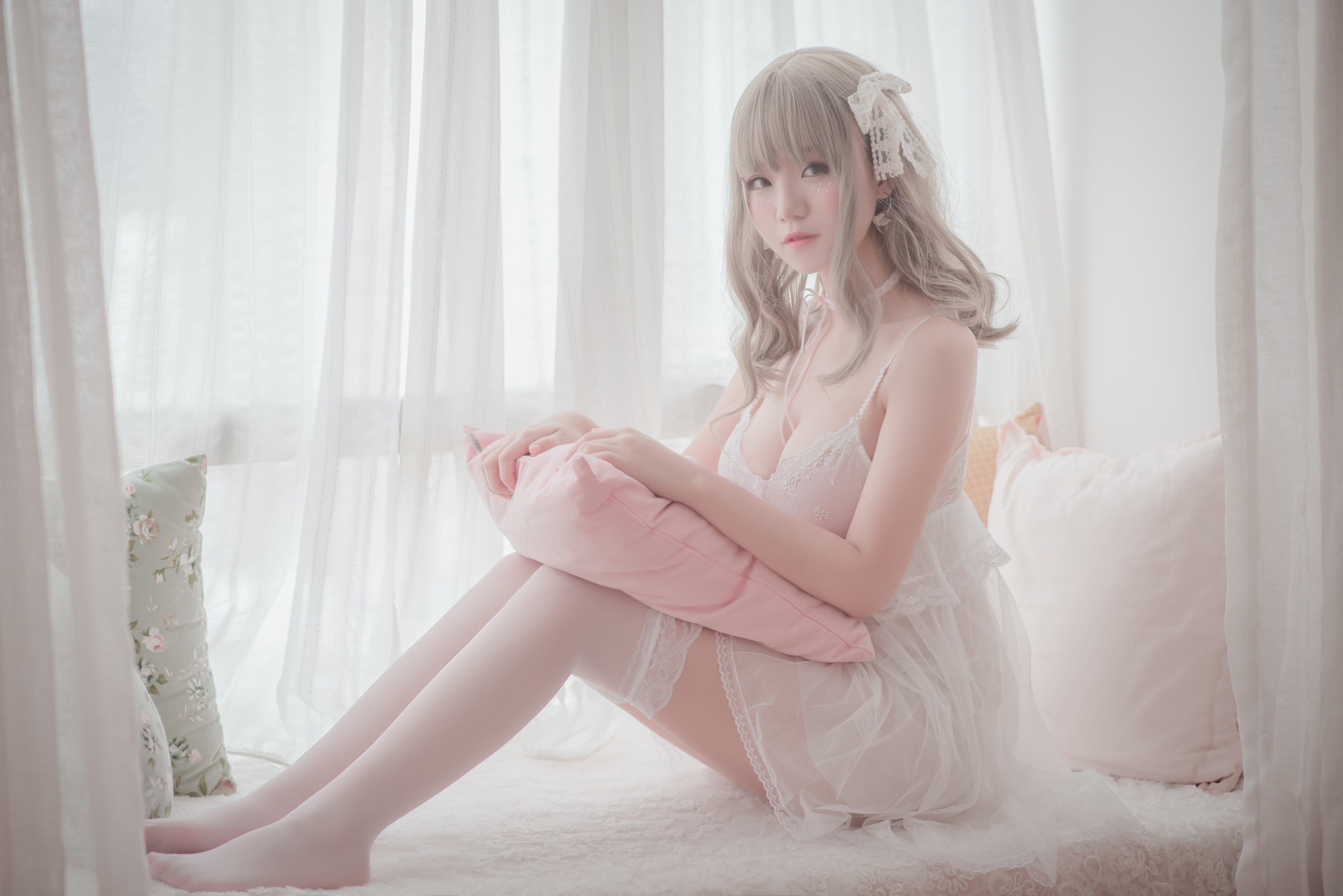 白色丝质连衣裙（CN：Yoko宅夏）少女私房写真插图6