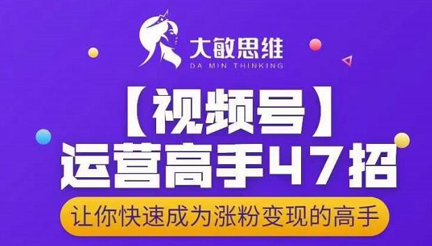 大敏思维-视频号运营高手47招，快速成涨粉变现高手（网盘分享）