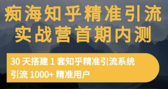 痴海知乎精准引流实战营1-2期，30天搭建1套知乎精准引流系统