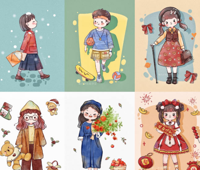 鱼小沫Q版人物团练2022年1月结课ipad插画教程