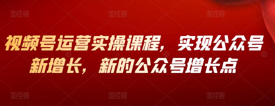 公众号增长新方法，视频号运营，实操视频课程网盘分享