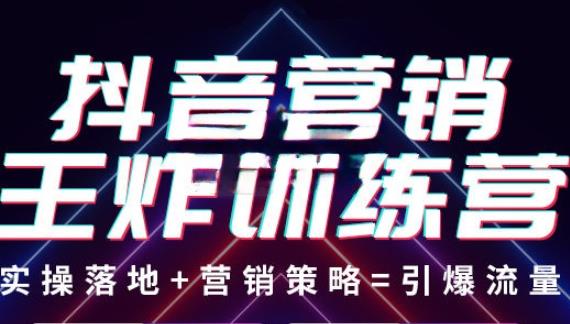 抖音营销王炸训练营，实操落地+营销策略=引爆流量网盘分享