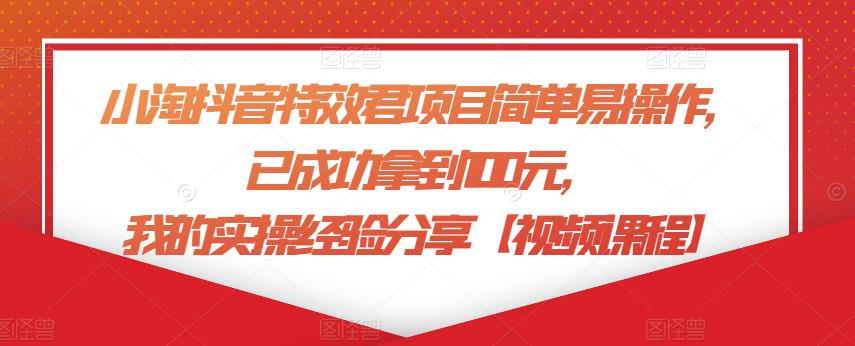 小淘抖音特效君项目简单易操作实操经验分享