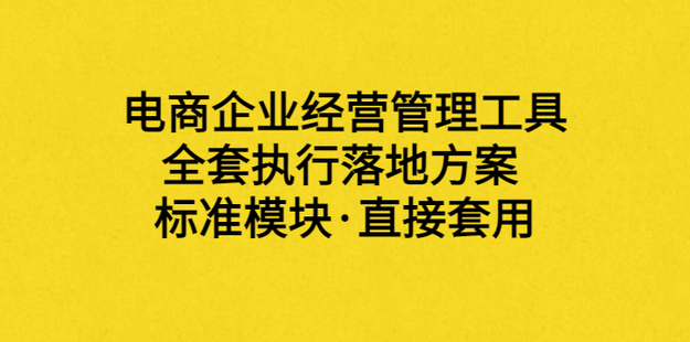 电商企业盈利体系+落地工具包(电商必备)