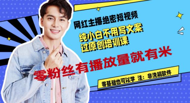 网红主播绝密短视频，纯小白不用写文案过原创培训课网盘分享