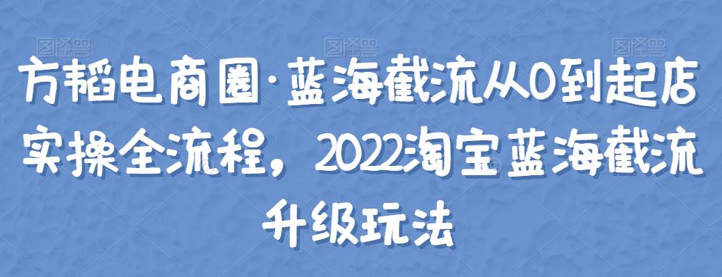 方韬电商圈・蓝海截流从0到起店实操全流程，2022淘宝蓝海截流网盘分享