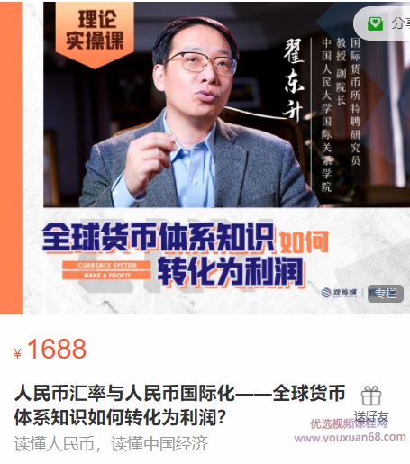 翟东升人民币汇率与人民币国际化，全球货币体系知识如何转化为利润