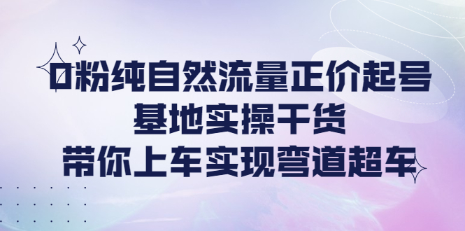 0粉纯自然流量正价起号（大付运营）网盘分享