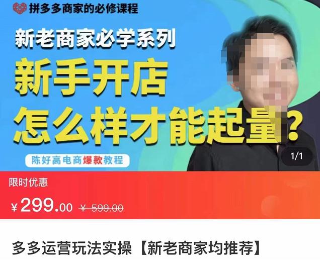 拼多多运营玩法实操，新老商家必学系列，新手开店起量网盘分享