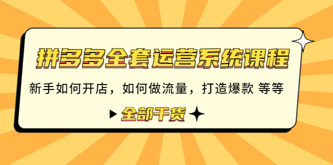 拼多多全套运营系统课程：新手如何开店如何做流量打造爆款网盘分享
