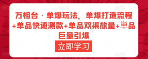 万相台・单爆玩法，单爆打造流程+单品快速测款+单品双渠放量+巨量引爆插图