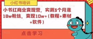 小红书商业变现营，实测3个月涨18w粉丝，变现10w+(教程+素材+软件)百度网盘插图