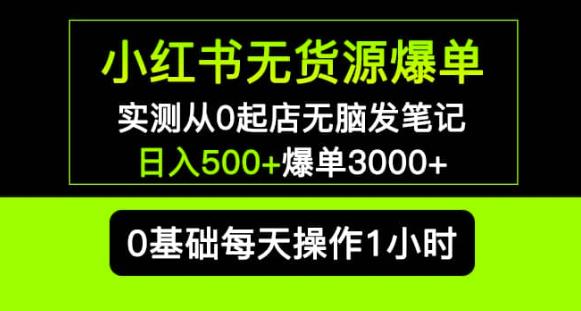 小红书无货源爆单实测从0起店发笔记爆单3000+长期项目百度网盘