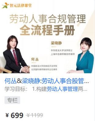 【法律上新】【智元】 《583 何丛&梁晓静劳动人事合股管理全流程手册》