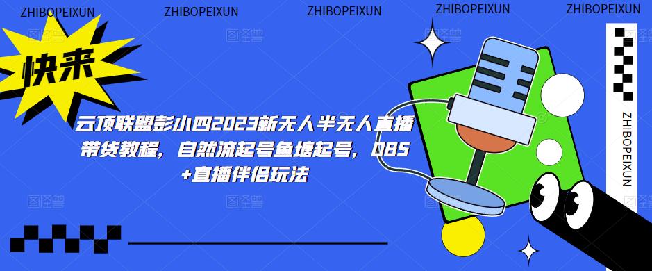 云顶联盟彭小四无人半无人直播带货教程，自然流起号鱼塘起号，OBS+直播伴侣玩法百度网盘