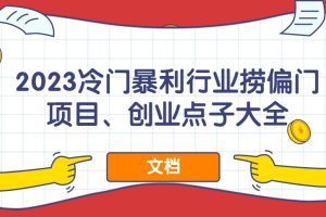 2023冷门暴利行业捞偏门项目、创业点子大全（文档）百度网盘