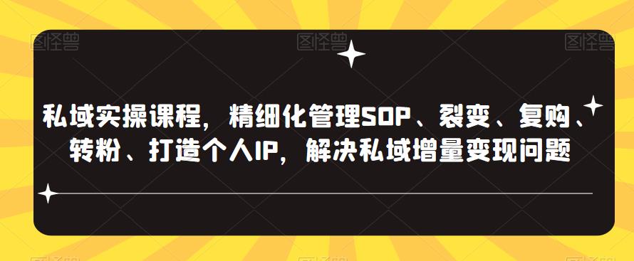 私域实操课程：精细化管理SOP、裂变、复购、转粉、打造个人IP、私域流量变现百度网盘
