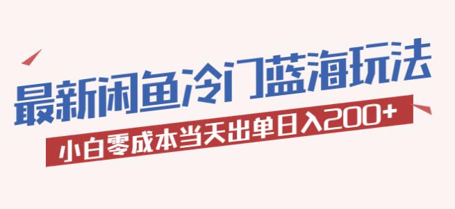2023最新闲鱼冷门蓝海玩法，小白零成本当天出单日入200百度网盘