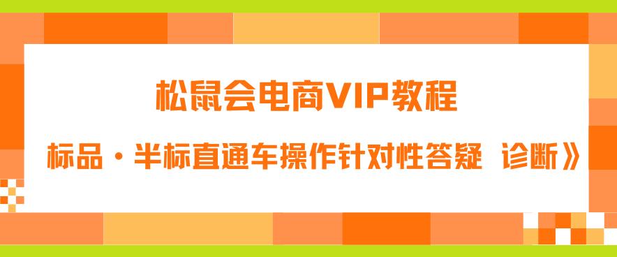 松鼠会电商VIP教程：《付费推广标品・半标直通车操作针对性答疑&诊断》