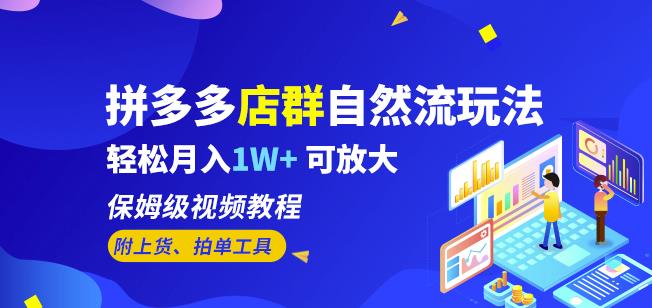 拼多多店群自然流玩法，月入1W+保姆级视频教程（附上货、拍单工具）百度网盘