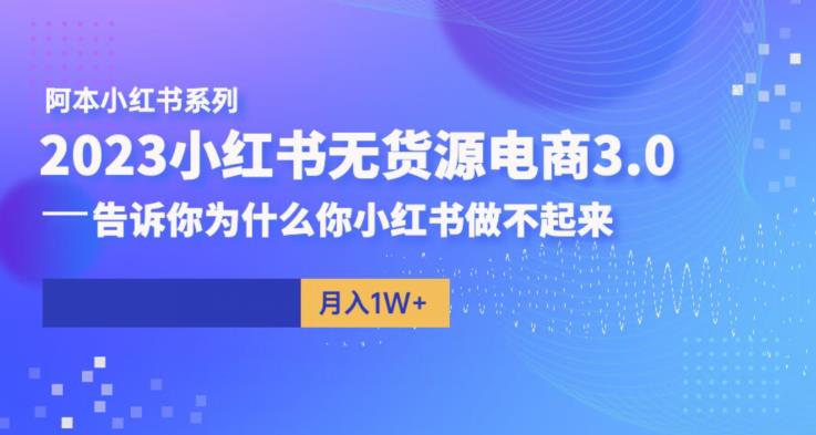阿本小红书无货源电商3.0，剖析小红书做不起来的详细原因百度网盘