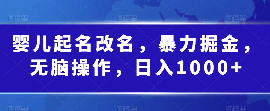 婴儿起名改名，暴力掘金0门槛操作日入1000百度网盘