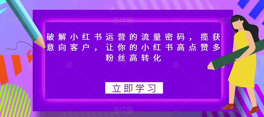破解小红书运营流量密码，揽获意向客户，让小红书高点赞多粉丝高转化百度网盘