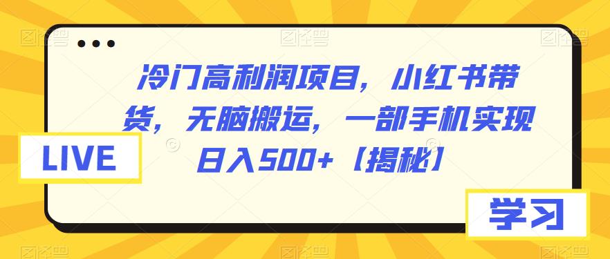 冷门高利润项目小红书带货，一部手机搬运视频日入500百度网盘