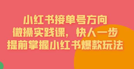 接单号方向・小红书微操实践课，提前掌握小红书爆款玩法百度网盘