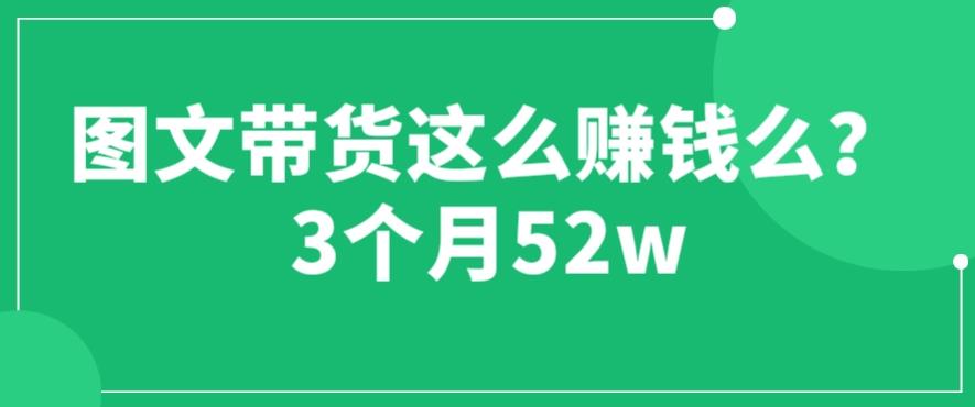 图文带货赚钱，3个月52W 图文带货运营加强课百度网盘