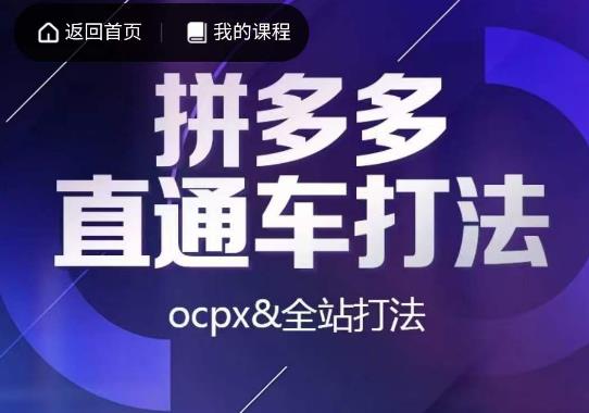 互力拼多多直通车打法，ocpx&amp全站打法百度网盘