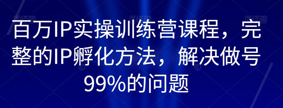 百万IP实操训练营课程，完整IP孵化方法解决做号问题百度网盘