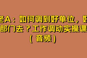 老A：如何调到好单位，好部门去？工作调动实操课百度网盘