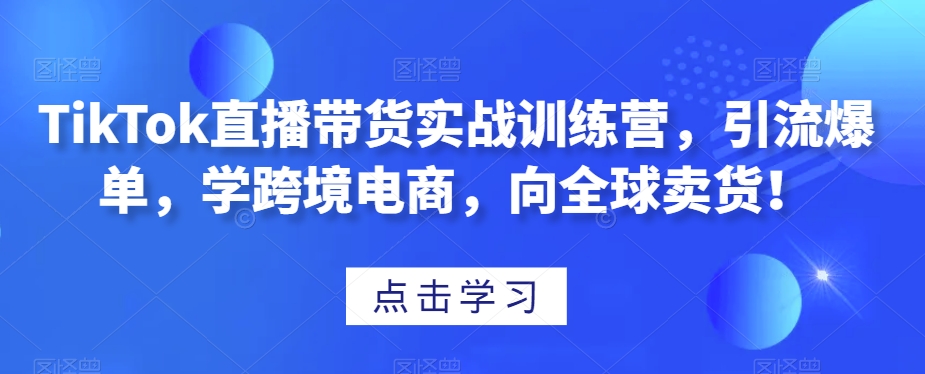 TikTok直播带货实战训练营，跨境电商引流爆单百度网盘