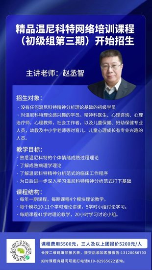 【心理完结】赵丞智 精品温尼科特网络培训课程