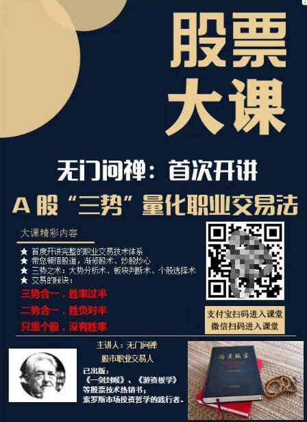 【无门问禅】原价2999元的《2024年无门问禅：三势量化职业交易法》