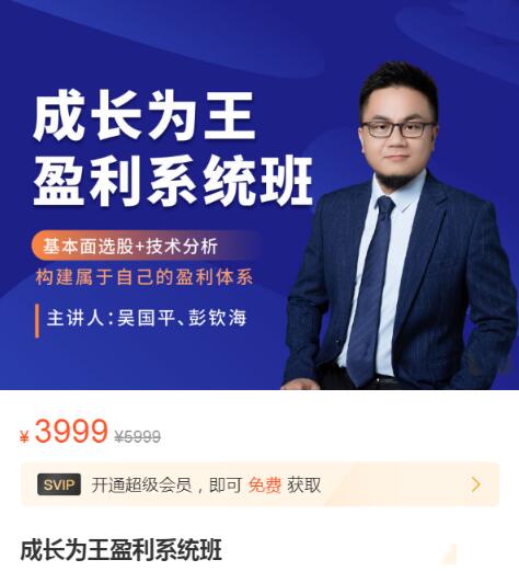 【吴国平】原价3999元的《吴国平：成长为王盈利系统班》
