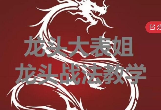 【龙头大表姐】《龙头战法教学》龙头战法视频教程