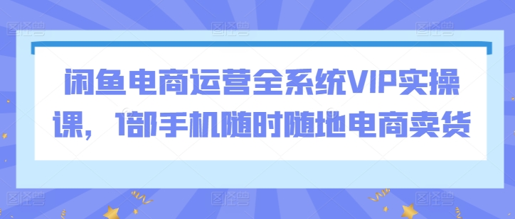 闲鱼电商运营全系统VIP实操课