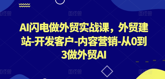 AI闪电做外贸实战课，外贸建站-开发客户-内容营销