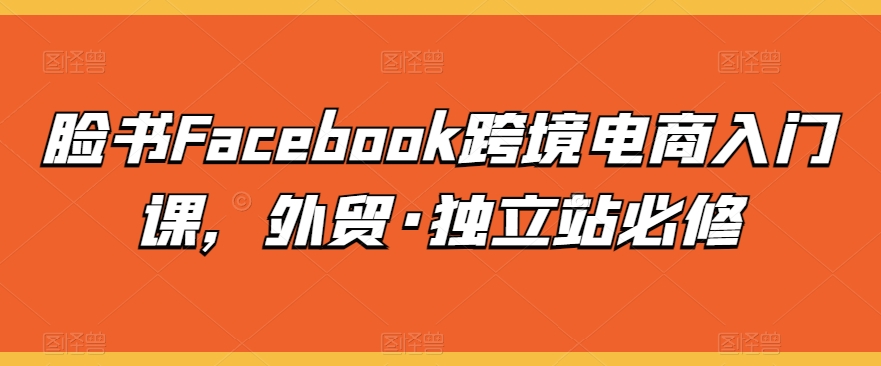 澳门彬哥人教你Facebook脸书跨境电商入门课，外贸·独立站必修