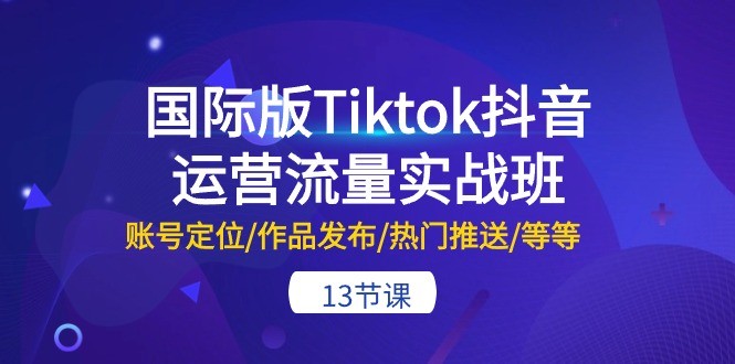 国际版Tiktok抖音运营流量实战班：账号定位/作品发布/热门推送