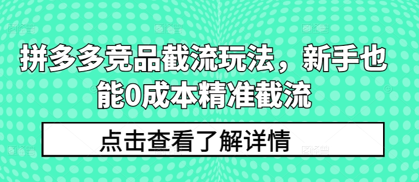叮当会拼多多第36期：拼多多竞品截流玩法，新手也能0成本精准截流