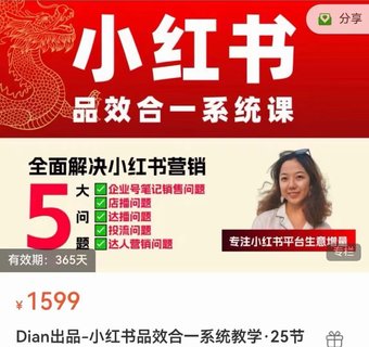 【抖音上新】Dian出品-小红书品效合一系统教学 0~1阶段小红书新品投放方法论 1~10阶段小红书营销增长方法论