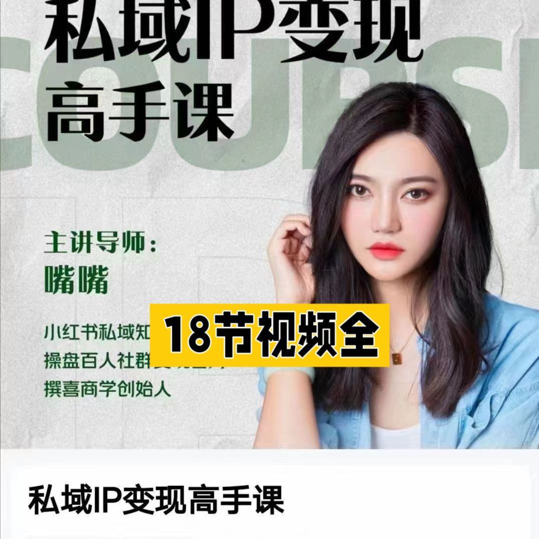 嘴嘴私域IP变现高手课，做好私域，被动成交，教你如何打